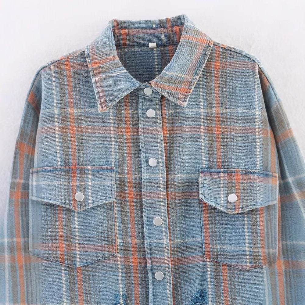 Casual collar long sleeved checkered pocket shirt for men and women | MuddyStock Originals MuddyStock