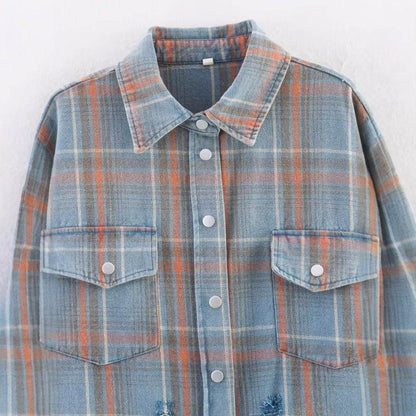 Casual collar long sleeved checkered pocket shirt for men and women | MuddyStock Originals MuddyStock