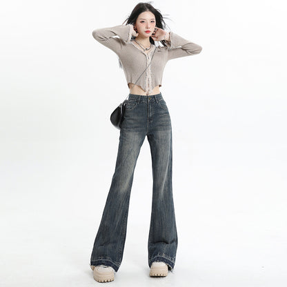 Wide Leg Flared High Waist Long Length Loose Fit Raw Hem Denim Jeans for Women | MuddyStock Originals