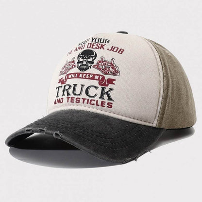 Peaked Hard Top Summer Letter Printing Stylish Baseball Cap Black Brim Khaki Hat Body Adjustable MuddyStock
