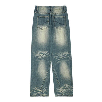 Washed Denim Loose Jeans For Men MuddyStock