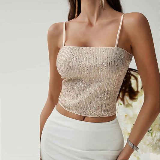 Sleeveless Hollow Backless Sequin Sling MuddyStock