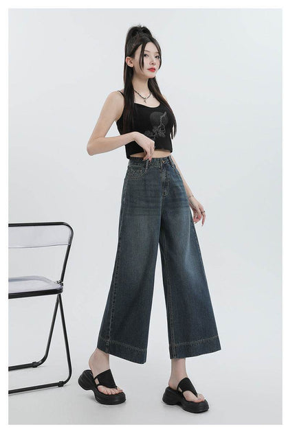 Straight Pear Shapes Ice Silk Wide-leg Pants MuddyStock