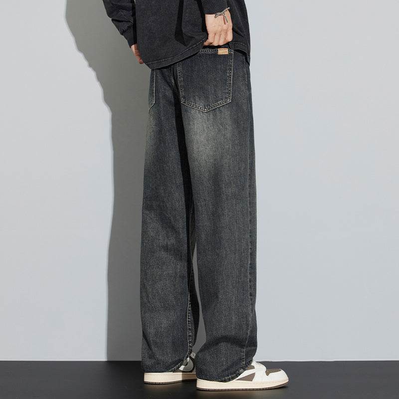 Retro Nostalgic Straight Jeans For Men Cement Gray Spring And Summer MuddyStock