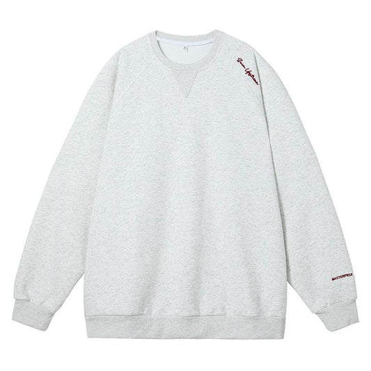 Round neck hoodie men's American letter embroidered | MuddyStock Originals White Gray MuddyStock