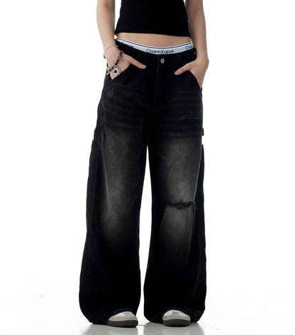 American Retro Tattered Jeans For Men And Women MuddyStock