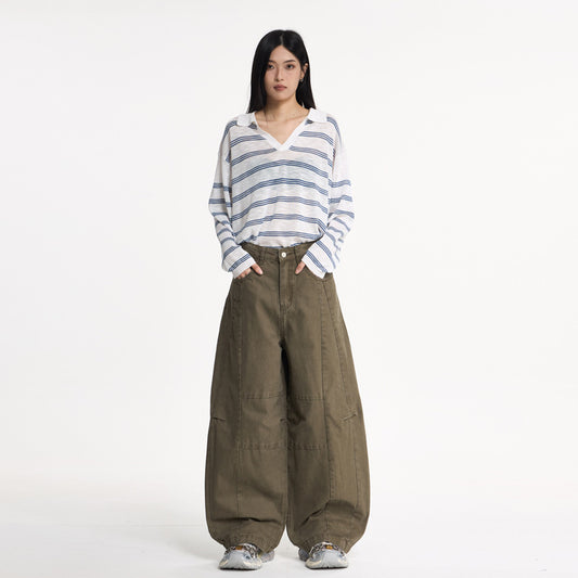 Dark Gray Wide-Leg Cargo Knife Pants For Women | MuddyStock Originals