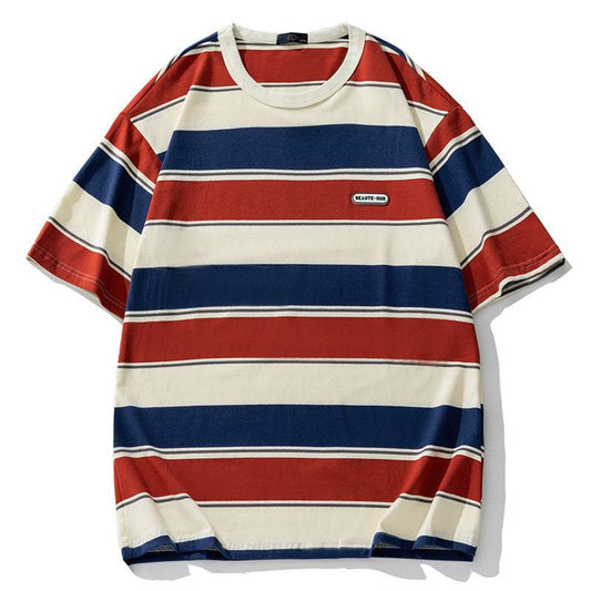 Striped loose short sleeved T-shirt For Men And Women | MuddyStock Originals MuddyStock
