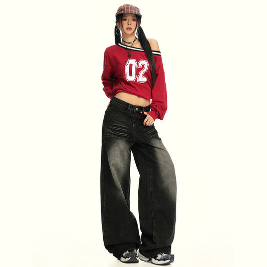 High Street  Washed Loose High-Waisted Wide-Leg Jeans for Women | MuddyStock Originals