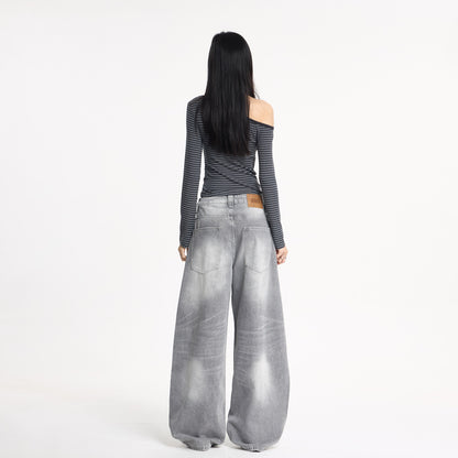 Wide Leg Oversized Knife Cut Jeans For Women | MuddyStock Originals