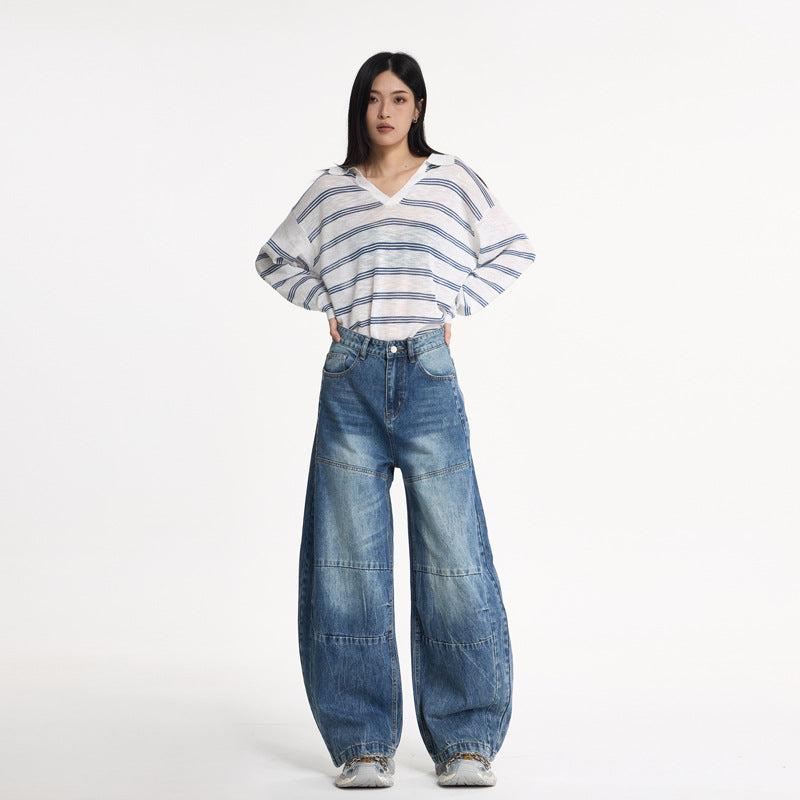 Washed Cracked Knife-Edge Denim Pants for Women | MuddyStock Originals