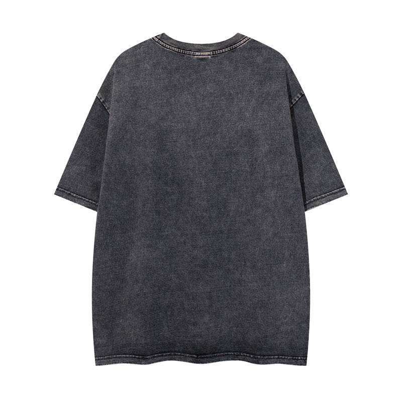 Washed Vintage Black Short Sleeve T-Shirt For Men And Women MuddyStock