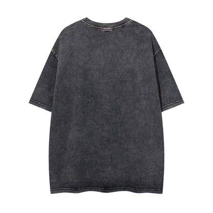 Washed Vintage Black Short Sleeve T-Shirt For Men And Women MuddyStock