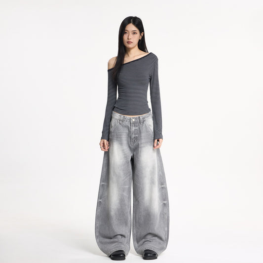 Wide Leg Oversized Knife Cut Jeans For Women | MuddyStock Originals