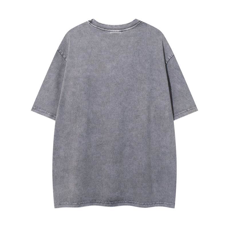 Washed Vintage Black Short Sleeve T-Shirt For Men And Women MuddyStock