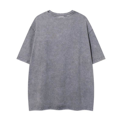 Washed Vintage Black Short Sleeve T-Shirt For Men And Women MuddyStock