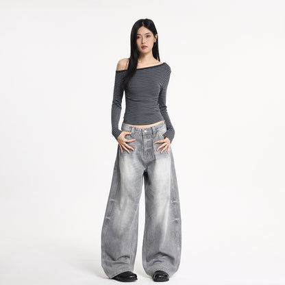 Wide Leg Oversized Knife Cut Jeans For Women | MuddyStock Originals
