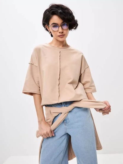 Loose Cotton Short Sleeve Top Foe Women | MuddyStock Originals Khaki MuddyStock