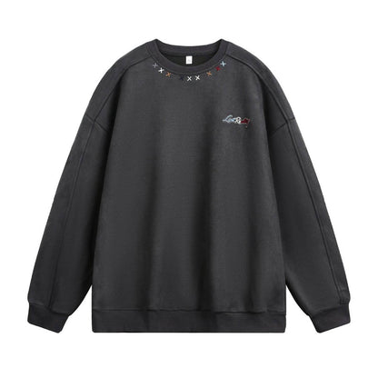 Round neck sweatshirt men's embroidered pullover | MuddyStock Originals Dark Gray MuddyStock