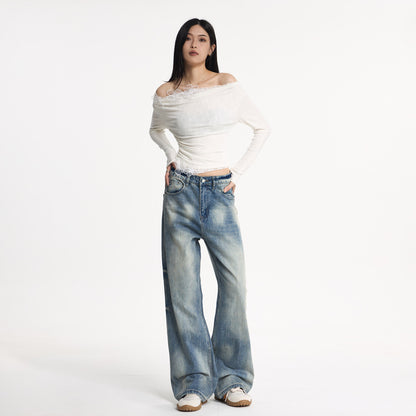 Washed Flared Denim Wide Leg Pants For Women | MuddyStock Originals