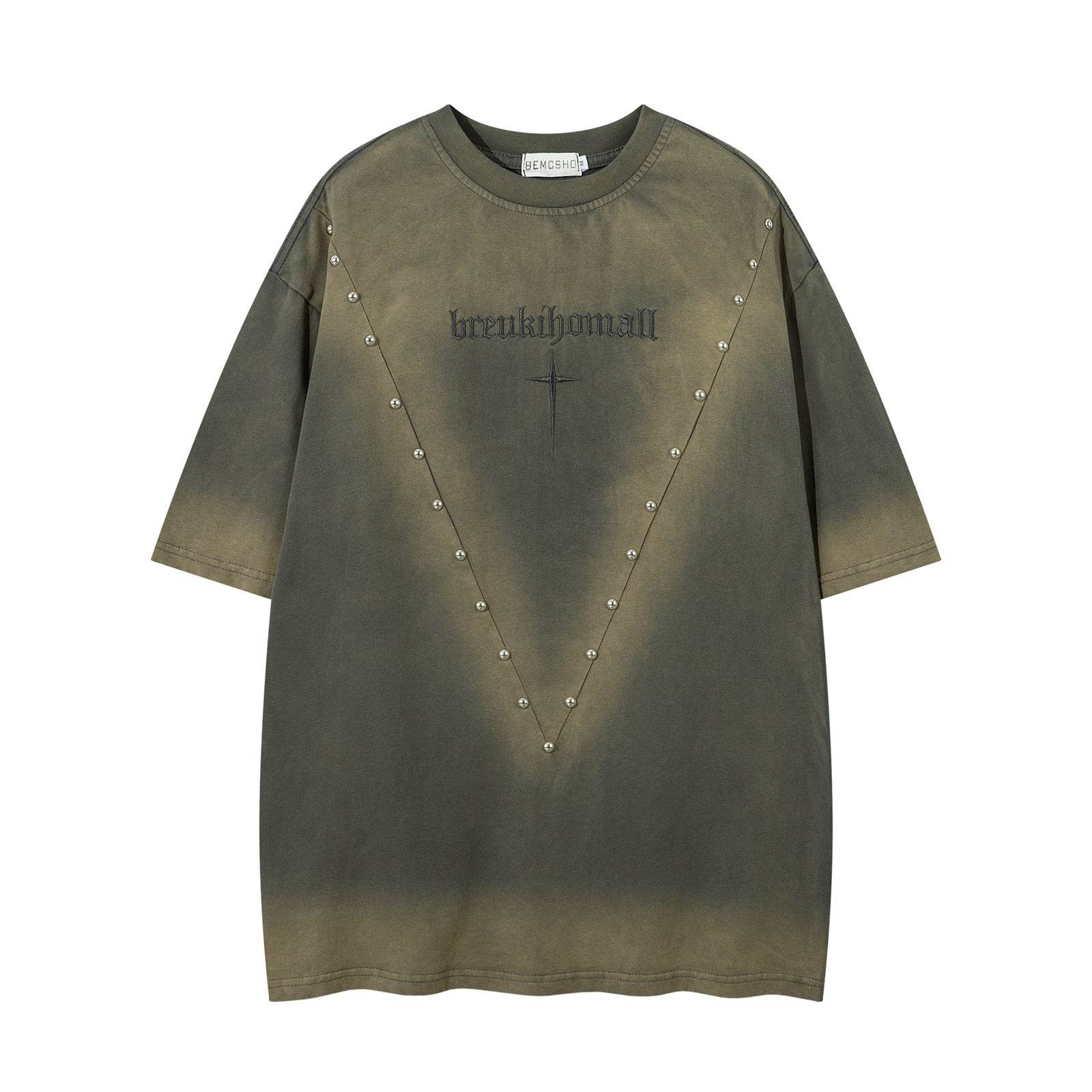 Streetwear Washed Beaded Short Sleeve T-Shirt For Men And Women | MuddyStock Originals MuddyStock