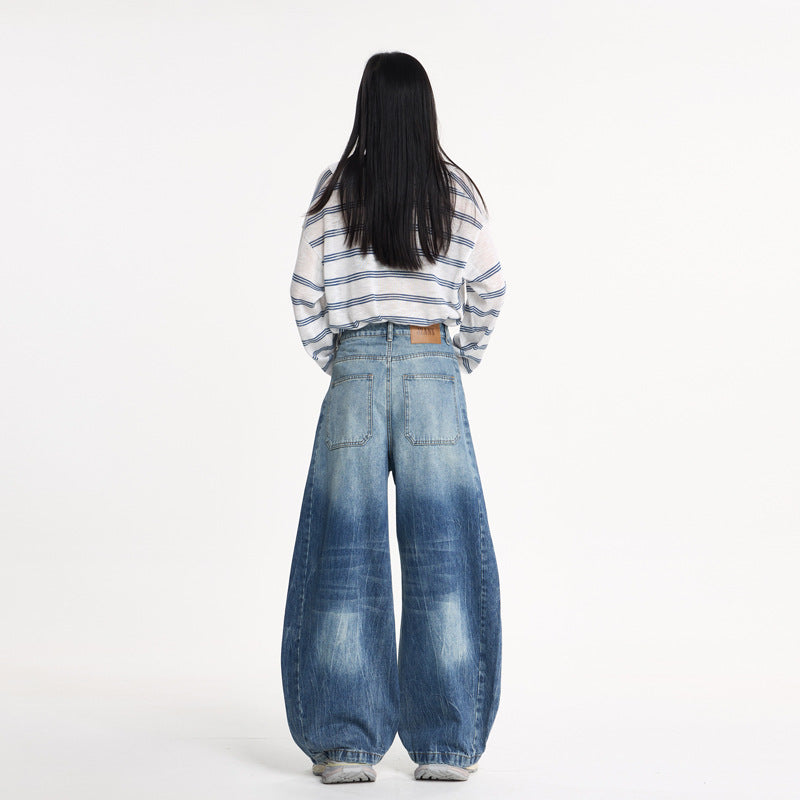 Washed Cracked Knife-Edge Denim Pants for Women | MuddyStock Originals