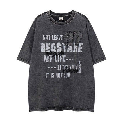 Washed Vintage Black Short Sleeve T-Shirt For Men And Women Black MuddyStock