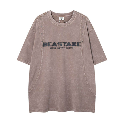 Men's short sleeved T-shirt retro washed pure cotton | MuddyStock Originals Khaki MuddyStock
