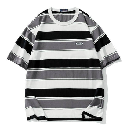 Striped loose short sleeved T-shirt For Men And Women | MuddyStock Originals Black Stripes MuddyStock