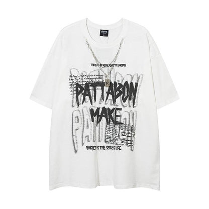 Streetwear Bubble Letter Print Short Sleeve T-Shirt for Women | MuddyStock Originals MuddyStock