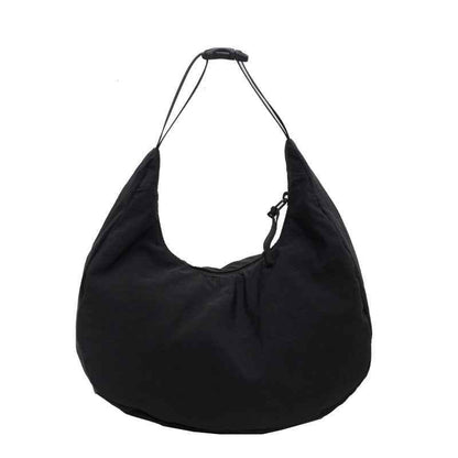 Lightweight Dumpling Bag Women's Solid Color Nylon Cloth Black MuddyStock