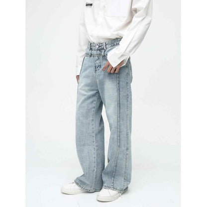Men's American-style Retro Casual Worn Looking Washed-out Jeans MuddyStock
