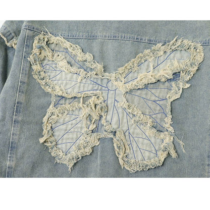 Butterfly Patch Short Denim Jacket For Women MuddyStock