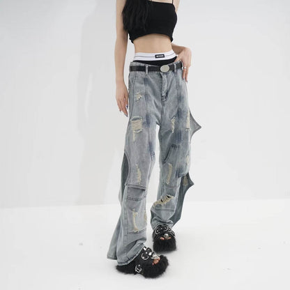 Washed Loose Straight Jeans For Women MuddyStock
