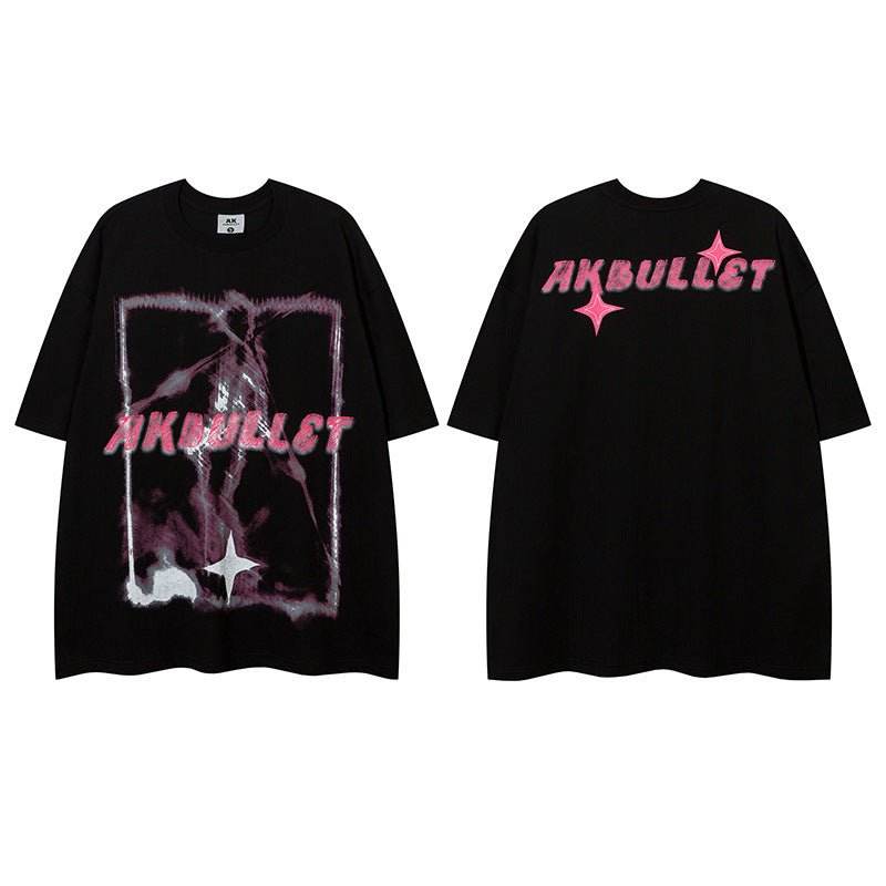 Abstract Graffiti Printing Short Sleeve Women MuddyStock
