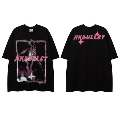 Abstract Graffiti Printing Short Sleeve Women MuddyStock
