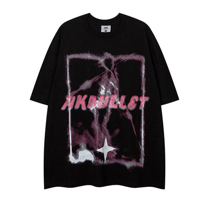 Abstract Graffiti Printing Short Sleeve Women MuddyStock