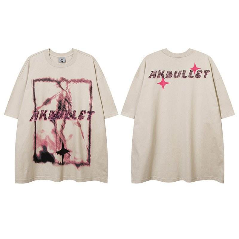 Abstract Graffiti Printing Short Sleeve Women MuddyStock