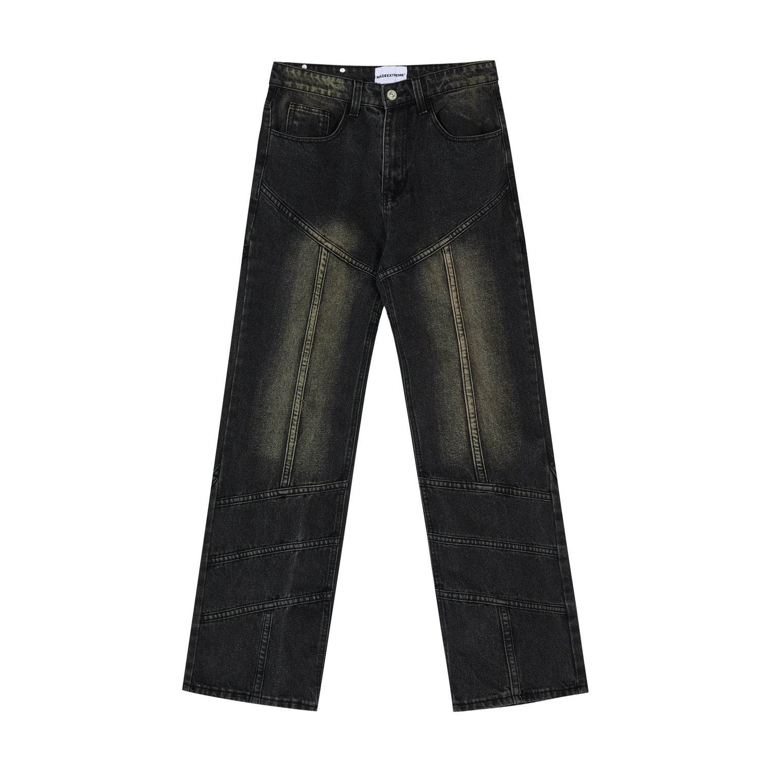 Washed Old Mud Dyed Jeans For Men And Women Black MuddyStock