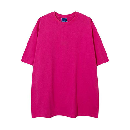 Washed Distressed Loose Short-sleeved T-shirt For Men And Women | MuddyStock Originals Rose Red MuddyStock
