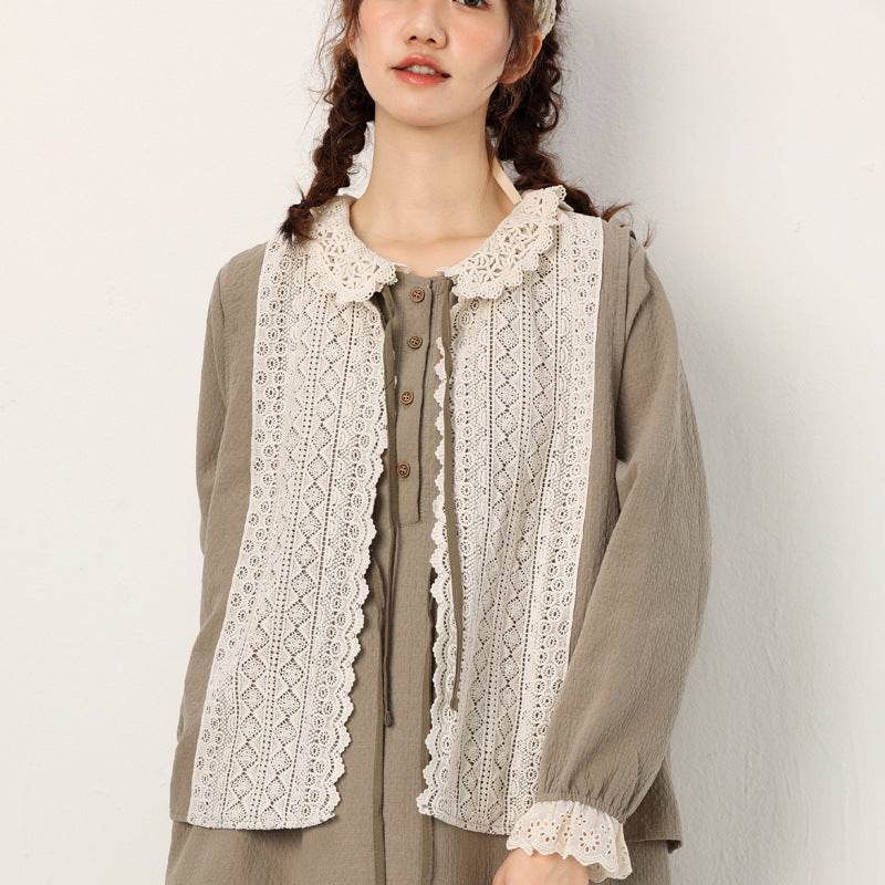 Lace-up Outer Cotton And Linen Waistcoat Vest For Women MuddyStock