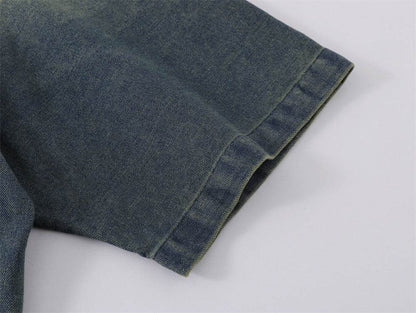 Fashion Tie-dye Gradient Denim T-shirt Men MuddyStock