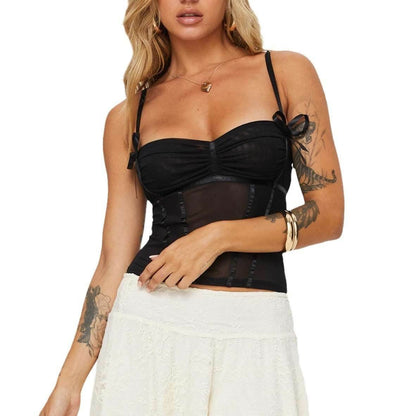 Women's Solid Color Suspender Bow Vest MuddyStock