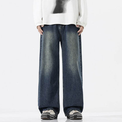 Trend Half Elastic Waist Jeans For Men Retro Blue MuddyStock