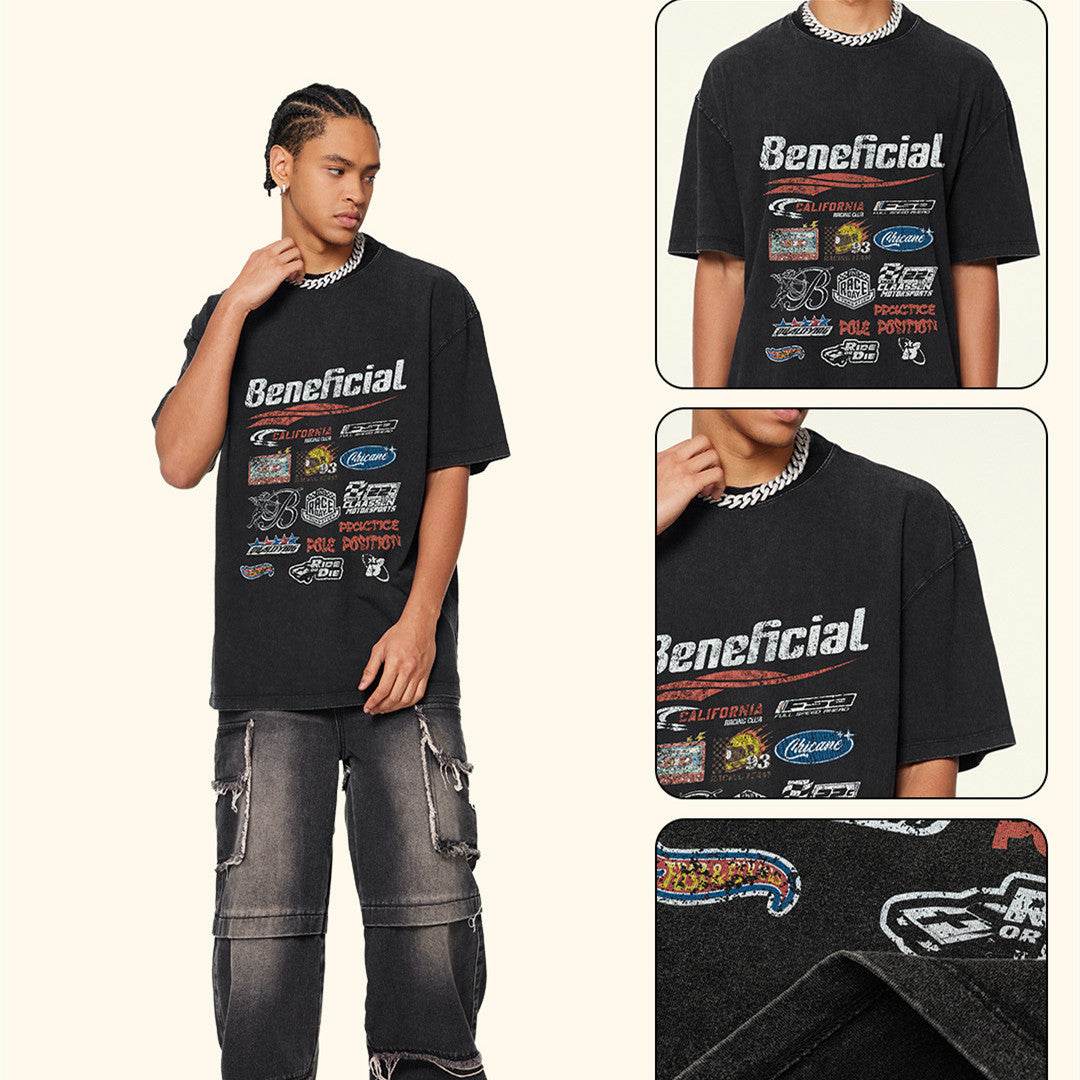Men's High Street Washed Old Loose T-shirt MuddyStock
