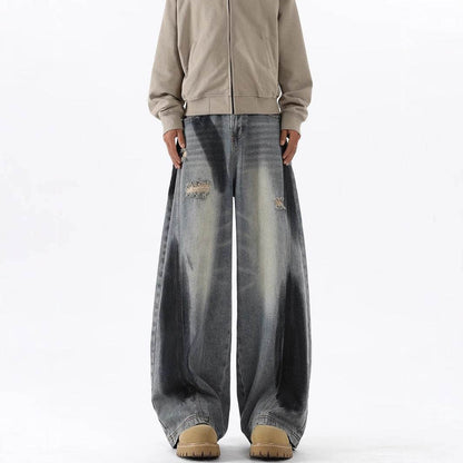 Men's American-style Splash-ink Ripped Machete Jeans MuddyStock