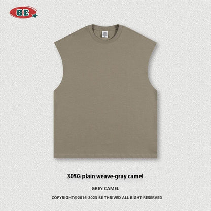 Sleeveless Ins Loose Street Sports Vest Gray Camel MuddyStock