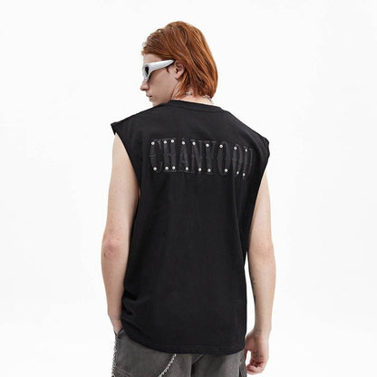Letter Affixed Cloth Embroidered Vest For Men And Women MuddyStock