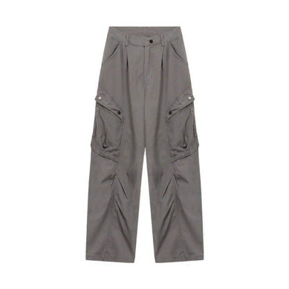 Retro Overalls Jeans Women's Early Autumn High Waist Loose Gray Green MuddyStock