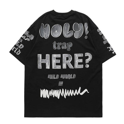 Round Neck Half Sleeve Letter Full Print Short Sleeve T-Shirt For Men And Women MuddyStock
